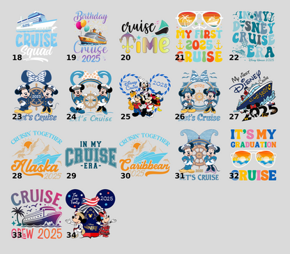 Vibrant Cruise Crew 2025 DTF Transfer for Group Vacation T-shirt, Fun Nautical Iron-On Ready To Press Tropical Tees