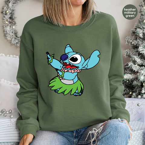 Colorful Tropical Party Character DTF Transfer Ready To Press Hawaiian Beach Theme Apparel for Group Fun