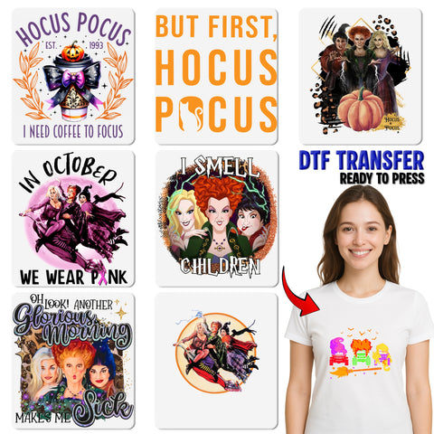 Funny Halloween Witch DTF Transfer for Retro T-Shirt, Ready to Press Iron-On for Costume Parties, Halloween Group Apparel