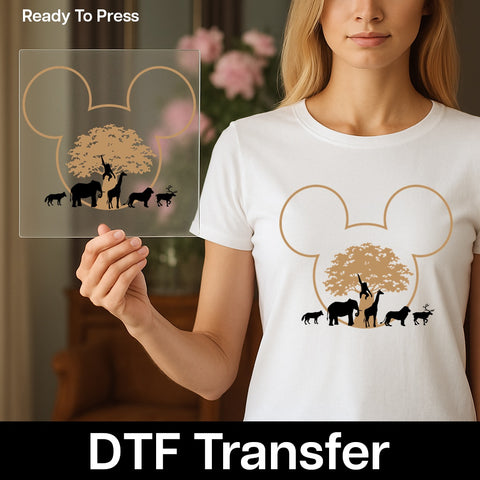 Nature Adventure Silhouette DTF Transfer for Family & Friends, Ready to Press Iron-On Wildlife Theme T-Shirt or Hoodie