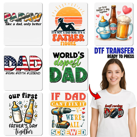 Patriotic Dad DTF Transfer for Father's Day Shirt & 4th of July Apparel - American Flag Iron-On Ready To Press