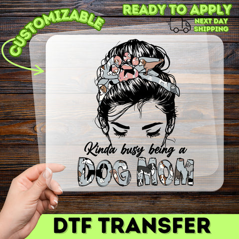 Dog Mom Cute Cartoon DTF Transfer Ready To Press Iron-On for Pet Lover Women Sweatshirt T-Shirt Gift Ideas