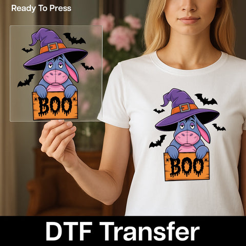 Cute Halloween Humor Witch Hat DTF Transfer for Family & Friends, Playful Boo Iron-On for Shirts & Apparel