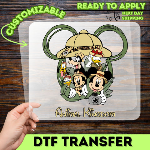 Safari Adventure Group Vacation DTF Transfer Animal Kingdom Cartoon Iron-On Shirt for Theme Park Outing