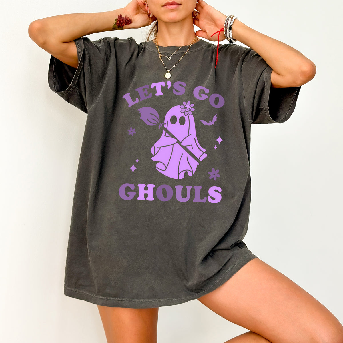 Halloween Cute Ghost DTF Transfer for T-shirts & Sweatshirts: Let's Go Ghouls Iron-On for Fun Group Celebrations