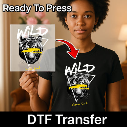 Fierce Soul Wild Tiger DTF Transfer Iron-On for Adventure Enthusiast Apparel, Bold Graphic Tee Perfect for Nature Lovers