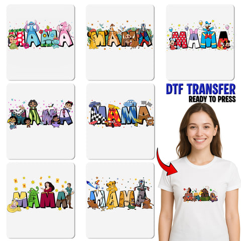 Cute Cartoon Family Iron-On Ready To Press DTF Transfer for Holiday Group Celebration Shirts & Apparel