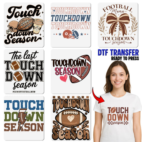 Cute Football Mama Touchdown Season DTF Transfer Iron-On for Women’s Apparel & Shirts | Ready To Press Sports Mom Gift