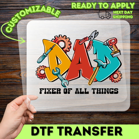 Father's Day Cute Handyman DTF Transfer Iron-On for DIY Dad T-Shirt & Apparel Gift