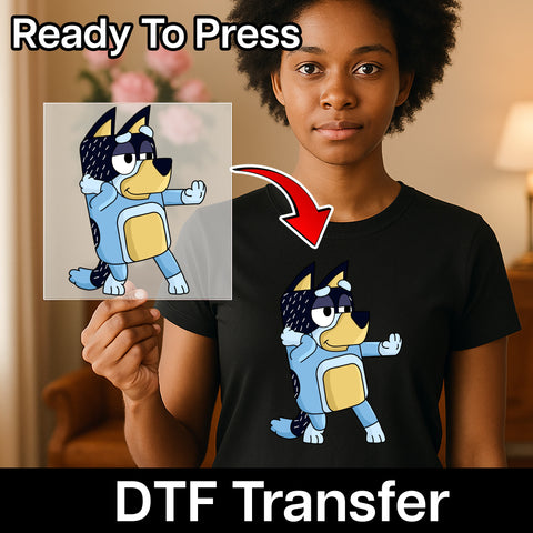 Cute Cartoon Dog DTF Transfer for Kids T-Shirts, Ready To Press Iron-On Design, Playful Animal Print for Dog Lovers