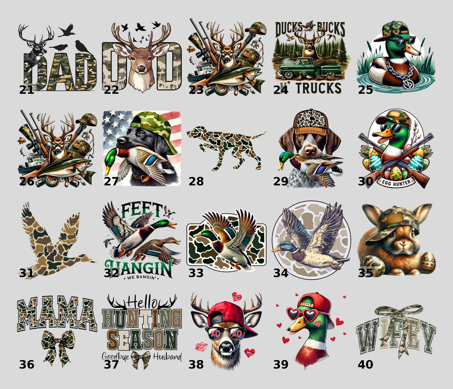 Funny Deer with Camo Hat & Gold Chain DTF Transfer - Hunting Themed Iron-On for Outdoor Enthusiasts Apparel