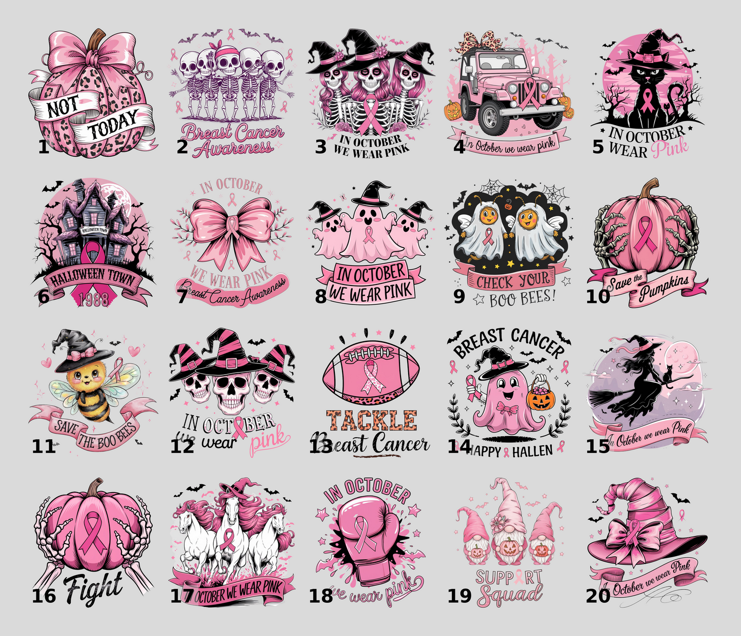 Funny Halloween Boo Bees DTF Transfer Iron-On for Women Shirt Breast Cancer Awareness Cute Ghost Theme