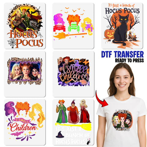 Funny Halloween DTF Transfer Hocus Pocus Iron-On for Halloween Movie Fans T-Shirt or Sweatshirt Ready to Press Gift