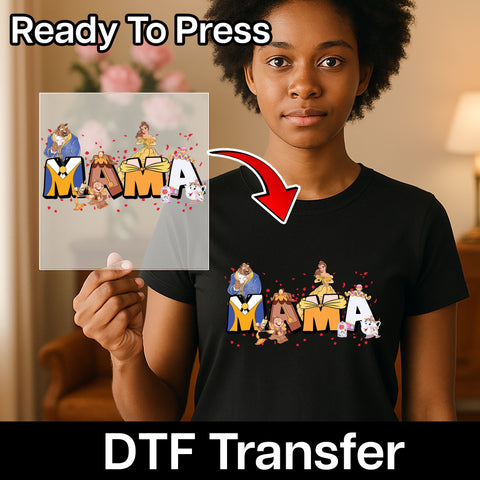Fairy Tale MAMA DTF Transfer Cute Mother's Day T-shirt Iron-On, Cartoon Fantasy Mom Apparel, Ready To Press DTF