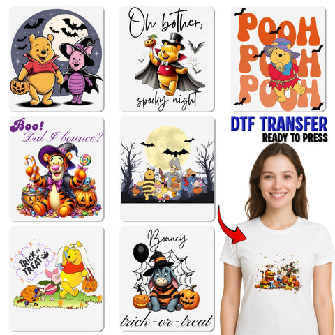 Cute Halloween DTF Transfer Iron-On for Family & Kids Costume Apparel - Fun Characters Ready To Press Design