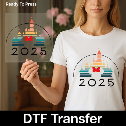 Magic Kingdom Vibes Cute DTF Transfer for Family Vacation Shirt & Retro Mouse Ears Theme Park Tee Ready To Press
