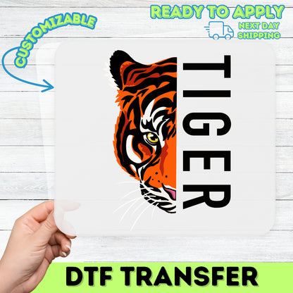 Fierce Tiger Face DTF Transfer, Ready To Press Wildlife Theme for Animal Lover Apparel, Bold Jungle Nature T-Shirt Design
