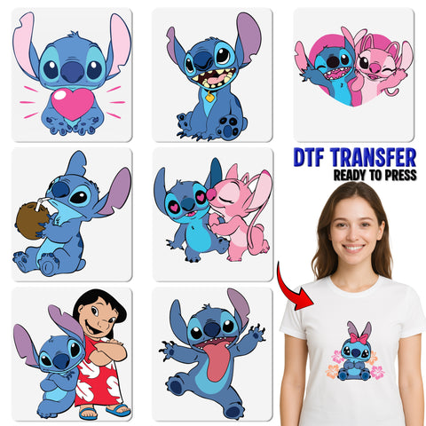 Cute Alien Love DTF Transfer for Valentine's Day Apparel | Cartoon Couple Iron-On for Shirts & Hoodies | Ready To Press