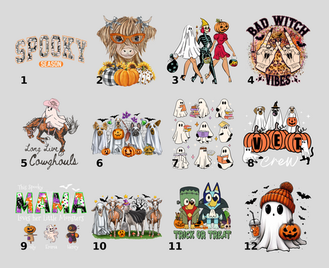 Cute Halloween Mama Iron-On DTF Transfer for T-Shirt, Spooky Family Pumpkin, Ghost Design, Ready to Press for Moms & Kids