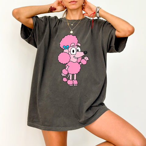 Cute Cartoon Poodle DTF Transfer for Pet Lover Apparel - Ready to Press Iron-On Design for Family Matching T-Shirts & Sweatshirts