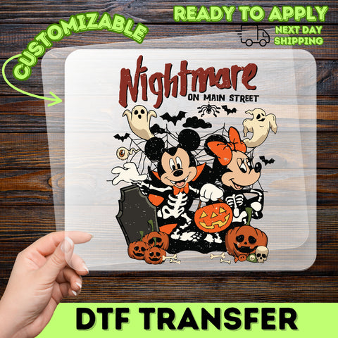 Halloween Family Fun Retro Cartoon Gothic Iron-On DTF Transfer for Spooky Shirts & Hoodies - Perfect for Group Costume Parties