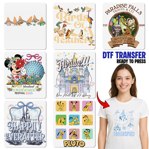 Magic Theme Park DTF Transfer Cute Sorcerer Celebration T-Shirt Iron-On for Family & Friends Fantasy Apparel Ready To Press