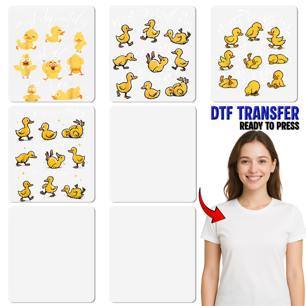 Funny Animal Humor DTF Transfer for Family Shirts Iron-On Duck Design Ready To Press for Casual Apparel