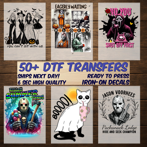 Cute Halloween Cat DTF Transfer, Whimsical Witch Kitty Iron-On for T-shirts, Ready To Press Cute Pumpkin Cat Apparel, Cat Lover Gifts