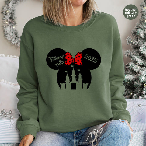 Cute Red Polka Dot Bow DTF Transfer for Family Disney Vacation Shirts & Retro Cartoon Theme Apparel