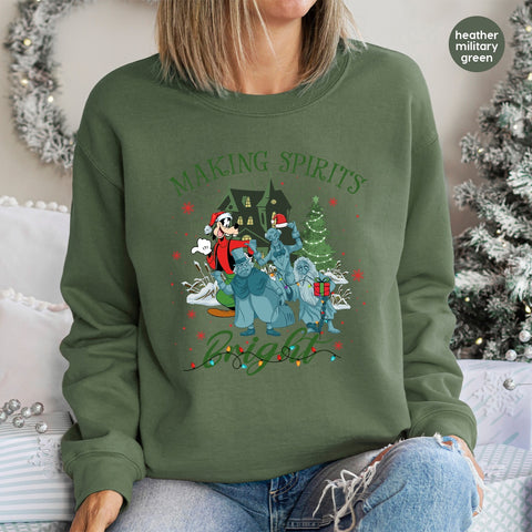 Funny Halloween Christmas Crossover DTF Transfer Ghost Shirt Disney Theme Iron-On for Family & Friends Holiday Apparel