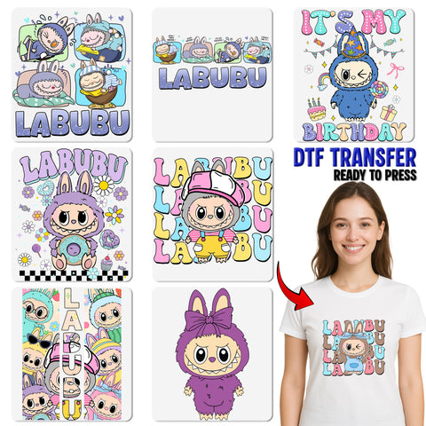 Cute Patriotic Cartoon Characters July 4th Funny DTF Transfer for Family T-shirts & Party Apparel