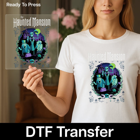 Spooky Halloween Haunted Mansion DTF Transfer for Ghostly T-Shirts & Sweatshirts, Ready To Press Gothic Style Tee