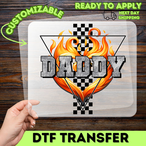 Funny Flames DADDY DTF Transfer Perfect for Father's Day Iron-On Humor T-Shirt Ready to Press BBQ Dad Shirt Apparel