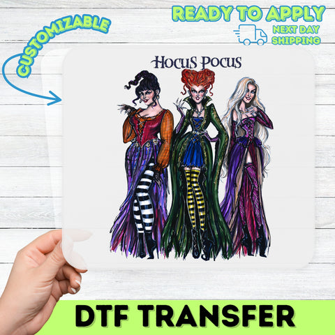 Funny Hocus Pocus Halloween Witch DTF Transfer Iron-On Ready for Group T-Shirt Apparel for Halloween Enthusiasts & Movie Fans
