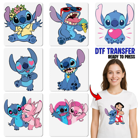 Cute Cartoon Character DTF Transfer for Kids & Family, Ready To Press Iron-On Apparel for Disney Fans, Youthful Party Theme T-shirt
