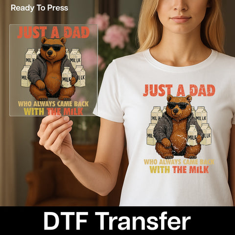 Funny Bear Dad DTF Transfer, Father’s Day Humor Iron-On, Hoodie Bear Design for T-Shirts & Apparel, Dad Gift, Ready to Press