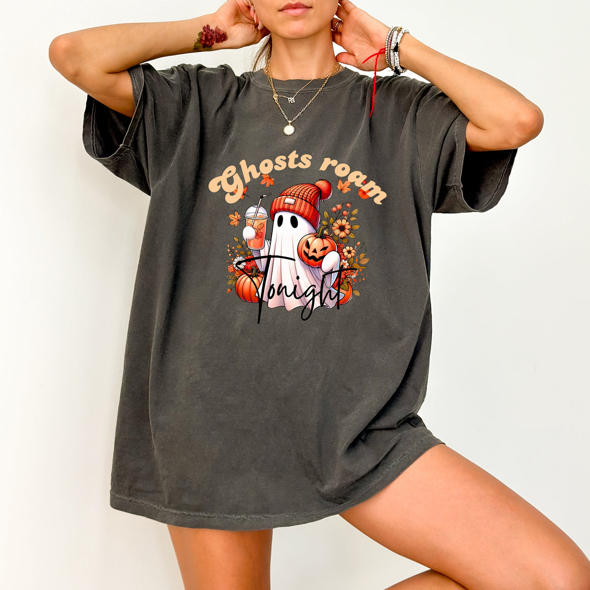 Cute Halloween Ghost DTF Transfer for Fall Apparel - Ready to Press Pumpkin Spice Shirt for Families and Friends