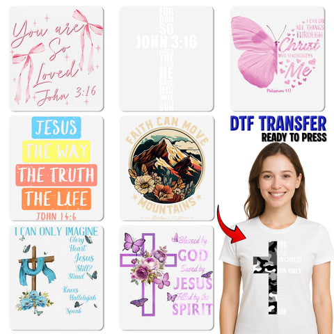 Christian Lion Cross Inspirational DTF Transfer Ready To Press Iron-On Religious Faith-Based Apparel Spiritual Art T-Shirt