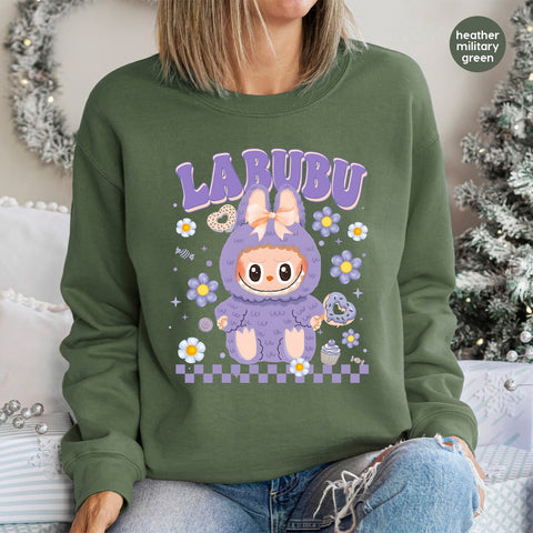 Cute LABUBU Cartoon DTF Transfer for Easter Group Shirts Ready To Press Iron-On Apparel for Kids and Adults