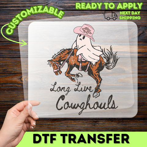 Long Live Cowghouls Funny Western Ghost Halloween DTF Transfer Ready to Press Iron-On for T-Shirt & Apparel
