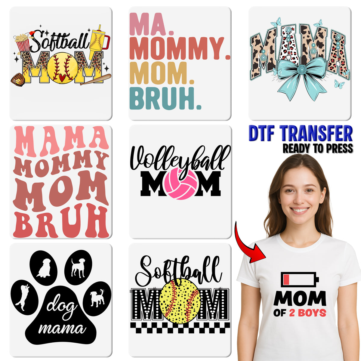 Cat Mom DTF Transfer | Cute Cat Ears & Whiskers Iron-On for Shirts | Black & White Minimalist Cat Lover Apparel | Ready To Press Gift
