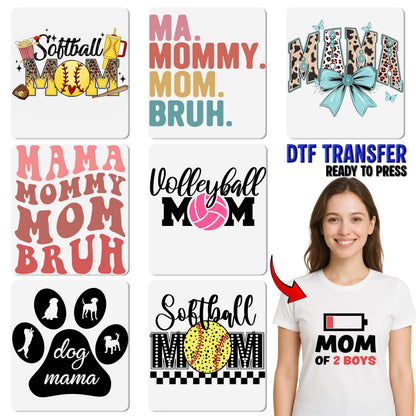 Cat Mom DTF Transfer | Cute Cat Ears & Whiskers Iron-On for Shirts | Black & White Minimalist Cat Lover Apparel | Ready To Press Gift