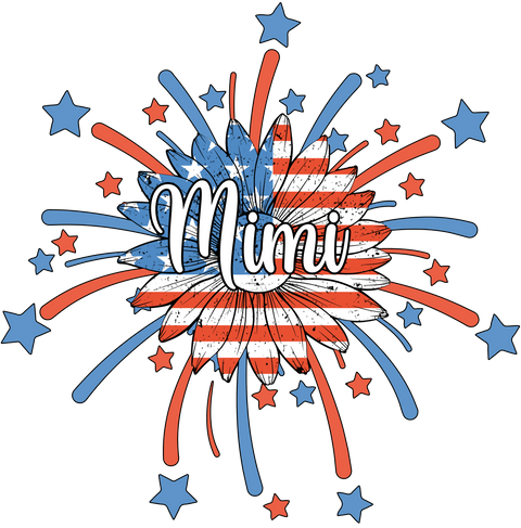 Happy Fourth Of July Shirt, Floral Gift for Mimi, Independence Day Gifts, Funny Sunflower Clothing, Women Vneck TShirt, Retro US Flag Outfit