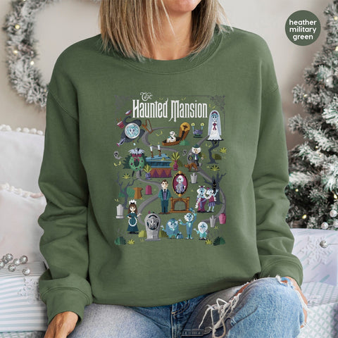 Haunted Mansion Adventure Halloween DTF Transfer Cute Spooky Iron-On for Costume Group Disney Fans Shirts & Apparel