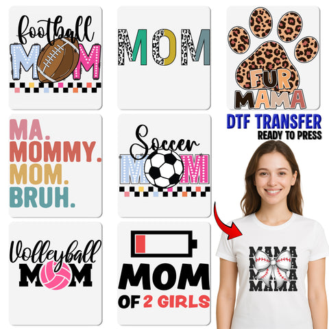 Funny Mother's Day Humor DTF Iron-On Transfer for Family Matching Shirts - 'Ma Mommy Mom Bruh' Ready to Press Apparel Gift