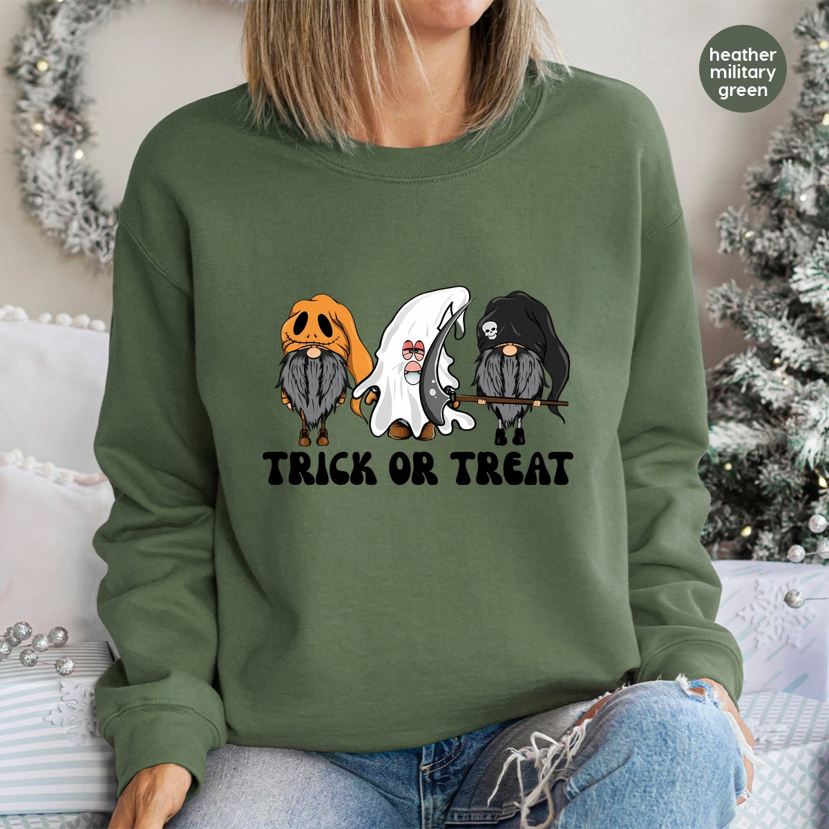 Cute Halloween Gnomes DTF Transfer, Funny Pumpkin Ghost Grim Reaper Iron-On, Ready To Press T-Shirt Design for Families