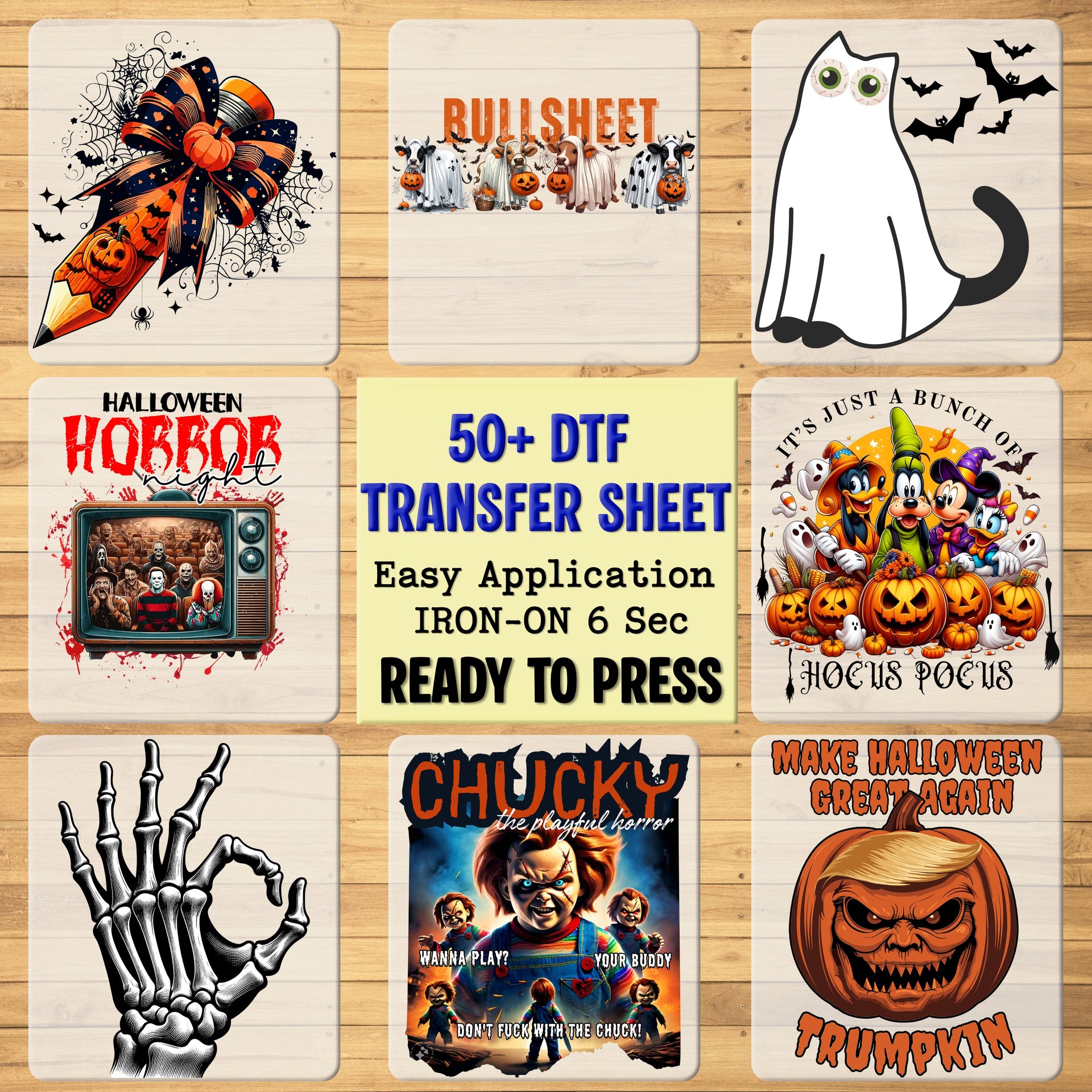 Cute Halloween Ghost Cat DTF Transfer for Cat Lover Shirts & Funny Holiday Apparel