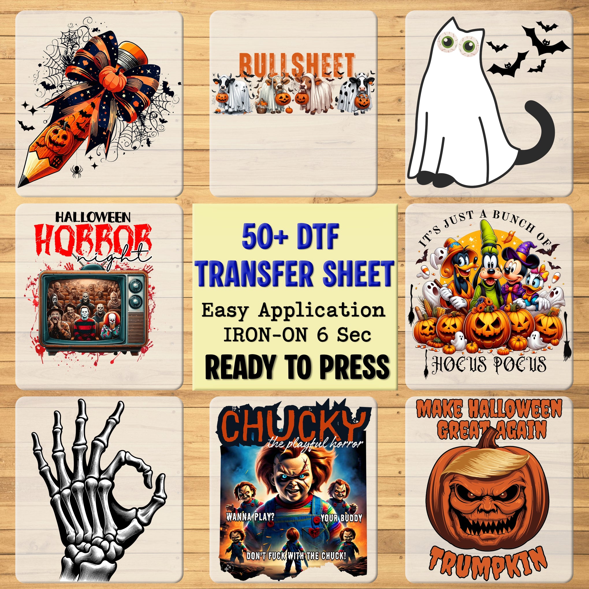 Cute Halloween Ghost Cat DTF Transfer for Cat Lover Shirts & Funny Holiday Apparel