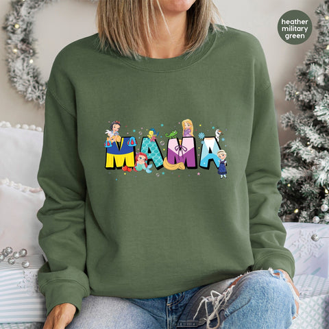 Cute Princess-Themed MAMA DTF Transfer for Mother's Day Gifts & Fantasy Apparel