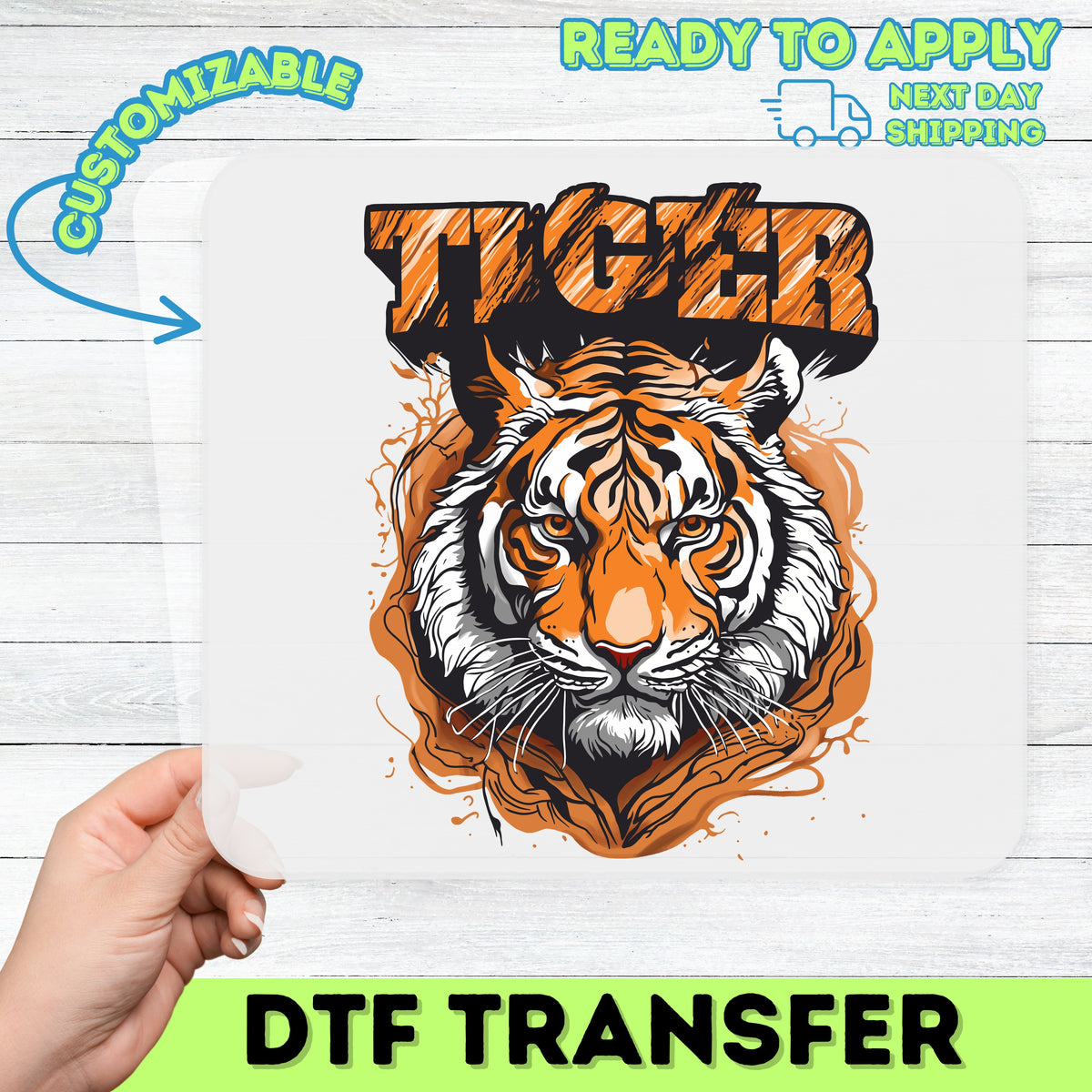 Majestic Tiger Wildlife DTF Transfer for Animal Lovers & Conservationists - Bold Jungle Graphic Ready To Press Iron-On